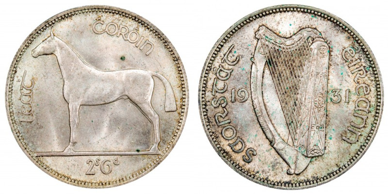 Ireland Republic 1/2 Crown 1931 Silver 
Grade: UNC