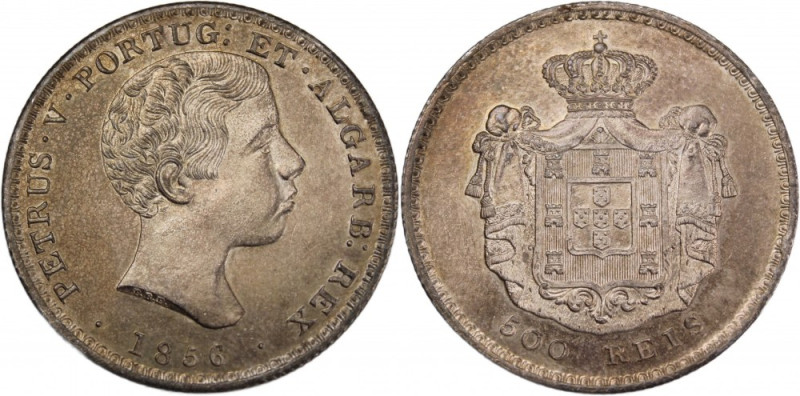 Portugal 500 Reis 1856 Silver Peter V (Pedro V) Silver KM#494Gomes#P5 07.02

G...