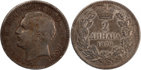 Serbia 2 Dinara 1879 Silver