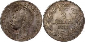 Serbia 2 Dinara 1897 Silver