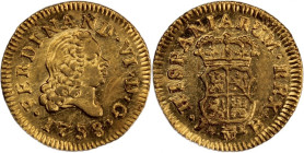 Spain 1/2 Escudo 1758 MJB Overdate Gold