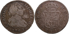 Spain 4 Reales 1784 JD Key Date Silver