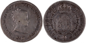 Spain 2 Reales 1850/45 S RD Silver