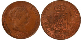 Spain 25 Centimos 1857