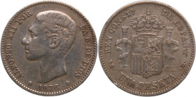 Spain 1 Peseta 1876 DEM Silver