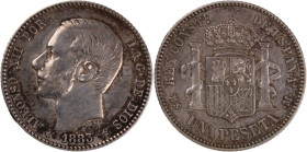 Spain 1 Peseta 1883 (18-83) MSM Silver