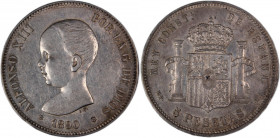 Spain 5 Pesetas 1890 (18-90) MPM Silver
