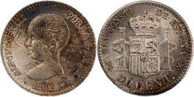 Spain 50 Centimos 1892 PGM (9-2) Silver