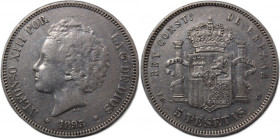 Spain 5 Pesetas 1893 (18-93) PGV Silver
