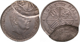 Spain 100 Pesetas 1966 (19-66) Mint Error Silver