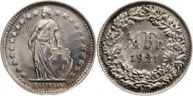 Switzerland 1/2 Franc 1921 Silver