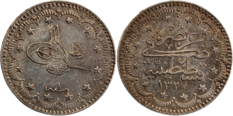 Turkey Ottoman Empire 5 Kurus 1909 (AH1327/1) Silver Ottoman Empire Mehmed V Reş...