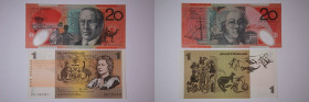Australia Lot of 2 Notes 1 & 20 Dollars 1983/2008