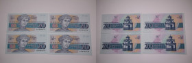 Bulgaria Lot of 4 Notes 20 Leva 1991 Consecutive