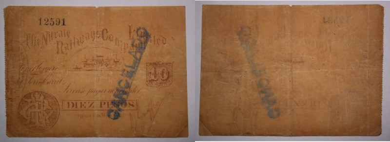 Chile 10 Pesos 1891 Note to Study 
Grade: F-VF