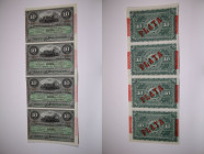 Cuba 10 Pesos 1896 Plata Uncut 4 Notes Consecutive