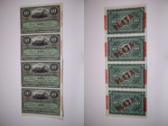 Cuba 10 Pesos 1896 Plata Uncut 4 Notes Consecutive