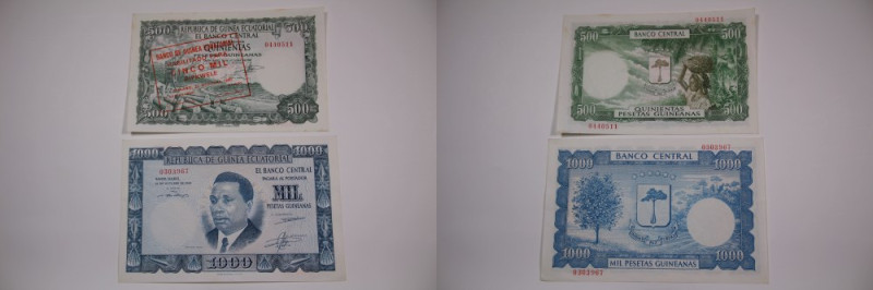 Equatorial Guinea Lot of 2 Notes 1000 & 5000 Bipkwele 1969-1980 Pick#3 #0303967/...