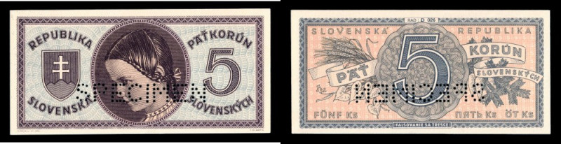 Slovakia 5 Korun 1945 Specimen P#8 D026&nbsp; 
Grade: UNC