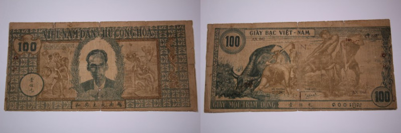 Vietnam 100 Dong 1947 Pick#12 AX042 
Grade: F