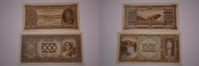 Yugoslavia Lot of 2 Notes 500 & 1000 Dinara 1946