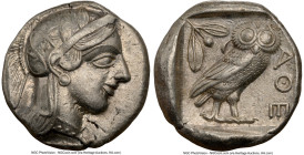 ATTICA. Athens. Ca. 440-404 BC. AR tetradrachm (25mm, 17.14 gm, 11h). NGC Choice VF 5/5 - 4/5. Mid-mass coinage issue. Head of Athena right, wearing e...