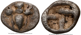 IONIA. Ephesus. Ca. 550-500 BC. AR 1/24 stater (6mm). NGC Fine. Bee, seen from above / Quadripartite incuse square partially filled. Karwiese Series I...