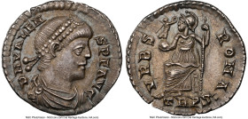 Valens, Eastern Roman Empire (AD 364-378). AR siliqua (19mm, 6h). NGC XF, scratches. Trier, ca. AD 375-378. D N VALEN-S P F AVG, pearl-diademed, drape...
