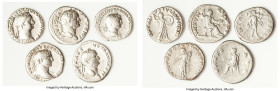 ANCIENT LOTS. Roman Imperial. Lot of five (5) AR denarii. VG-Choice Fine. Includes: Five Roman Imperial AR denarii, various emperors and types. SOLD A...