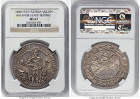 Republic silver Restrike Guldiner 1486-Dated (1953) MS67 NGC, KM-XM28. Crowned Archduke Sigismund of Tyrol standing facing with sword and scepter / Kn...