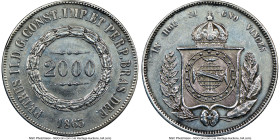 Pair of Certified Assorted 2000 Reis NGC, 1) Republic 2000 Reis 1912 - AU Details (Cleaned), KM511. Bust right 2) Pedro II 2000 Reis 1863 - XF Details...