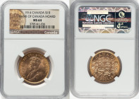 George V gold 10 Dollars 1914 MS64 NGC, Ottawa mint, KM27, Fr-3. Bank of Canada Hoard. HID09801242017 © 2024 Heritage Auctions | All Rights Reserved w...