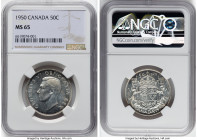 George VI "Design in 0" 50 Cents 1950 MS65 NGC, Royal Canadian mint, KM45. Design in "0" variety. HID09801242017 © 2024 Heritage Auctions | All Rights...