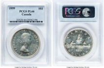 Elizabeth II 3-Piece Lot of Certified Prooflike Assorted Issues 1959 PL66 PCGS, 1) Dollar, KM54 2) 50 Cents, KM56 3) 10 Cents, KM51 Royal Canadian min...
