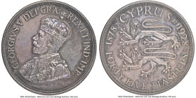 British Colony. George V Proof 45 Piastres (5 Shillings) ND (1928) PR62 NGC, London mint, KM19. Gentle violet toning cascades over the surfaces with a...