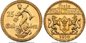 Free City gold 25 Gulden 1930 MS63 NGC, Berlin mint, KM150, Fr-44. Mintage: 4,000. HID09801242017 © 2024 Heritage Auctions | All Rights Reserved www.H...