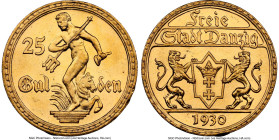 Free City gold 25 Gulden 1930 MS63 NGC, Berlin mint, KM150, Fr-44. Mintage: 4,000. HID09801242017 © 2024 Heritage Auctions | All Rights Reserved www.H...
