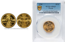 Free City gold 25 Gulden 1930 MS63 PCGS, Berlin mint, KM150, Fr-44. Mintage: 4,000. A choice representative of this issue,, richly colored with silky ...