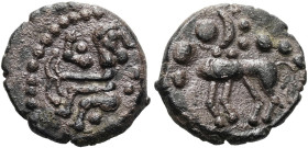 DEUTSCHLAND. HESSEN UND RHEINLAND Treveri, Typ Marberg. Quinar ø 13mm (1.80g). Vs.: "Hockendes Männlein" n. l. mit einem Baum, der ihm waagrecht aus d...
