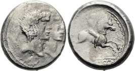 BÖHMEN UND SLOWAKEI. BOIER Biatec. Hexadrachme ø 27mm (16.99g). ca. 60 - 40 v. Chr. Mzst.Bratislava. Vs.: Gestaffelte Köpfe von Honos u. Virtus n. r. ...