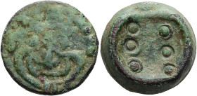 SIZILIEN. HIMERA Hemilitron ø 26mm (21.92g). ca. 430 - 420 v. Chr. Vs.: Kopf der Gorgo mit heraushängender Zunge. Rs.: Sechs Wertkugeln. CNS I 23; HGC...