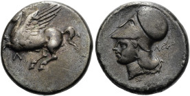 AKARNANIEN. LEUKAS Stater ø 21mm (8.35g). 320 - 280 v. Chr. Vs.: Pegasos n. l. fliegend, darunter Λ. Rs.: Kopf der Athena mit korinthischem Helm n. l....