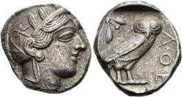ATTIKA. ATHEN Tetradrachme ø 25mm (16.87g). 454 - 404 v. Chr. Vs.: Kopf der Athena mit attischem Helm n. r. Rs.: ΑΘΕ, Eule n. r., dahinter Olivenzweig...