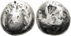 ÄGINA. Stater ø 18mm (12.00g). 525 - 475 v. Chr. Vs.: Seeschildkröte. Rs.: Windmühlenförmiges Quadratum incusum. Meadows Group II; HGC 6, 429. s-ss...