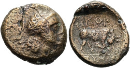 KRETA. GORTYN ø 14mm (2.07g). ca. 220 v. Chr. Vs.: Kopf des Apollon mit Lorbeerkranz n. r. Rs.: ΓΟΡ-ΤΥΝ, Stier n. r. stoßend. Svoronos, Crète 137-140;...