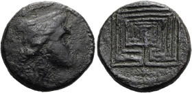 KRETA. KNOSSOS ø 16mm (3.41g). 300 - 270 v. Chr. Vs.: Kopf der Hera mit Stephane n. r. Rs.: Labyrinth, darunter Buchstaben. Svoronos, Crète 107 var. (...