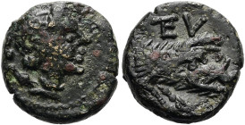 KRETA. LYTTOS ø 12mm (2.00g). 3. Jh. v. Chr. Vs.: Drapierte Büste der Artemis mit geschultertem Bogen u. Köcher n. r. Rs.: Protome eines Ebers n. r., ...