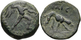 KRETA. PHAISTOS ø 17mm (4.64g). 300 - 250 v. Chr. Vs.: Geflügelter Talos in beiden Händen Steine haltend n. r. Rs.: ΦAIC-[ΤΙΩΝ], Hund n. r. Svoronos, ...