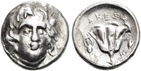 KARISCHE INSELN. RHODOS Hemidrachme ø 7mm (1.57g). 229 - 205 v. Chr. Magistrat Akesis. Vs.: Kopf des Helios mit Strahlenkrone leicht n. r. gewandt. Rs...