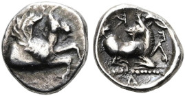 KILIKIEN. KELENDERIS Hemiobol ø 7mm (0.35g). 380 - 330 v. Chr. Vs.: Pegasosprotome n. r. Rs.: Κ-ΕΛ (retr.), liegende, sich umwendende Ziege n. r., im ...